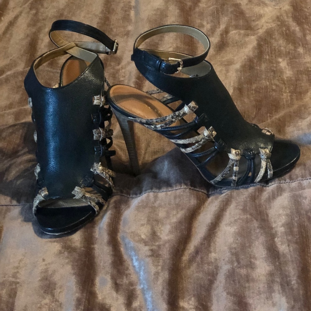 Coach black and snakeskin stilettos